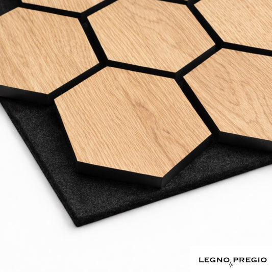 Esagonale acustico in legno | Rovere Chiaro