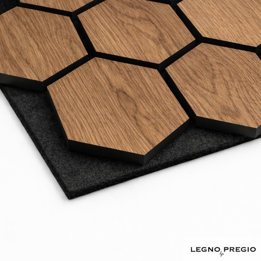 Esagonale acustico in legno | Rovere Noce