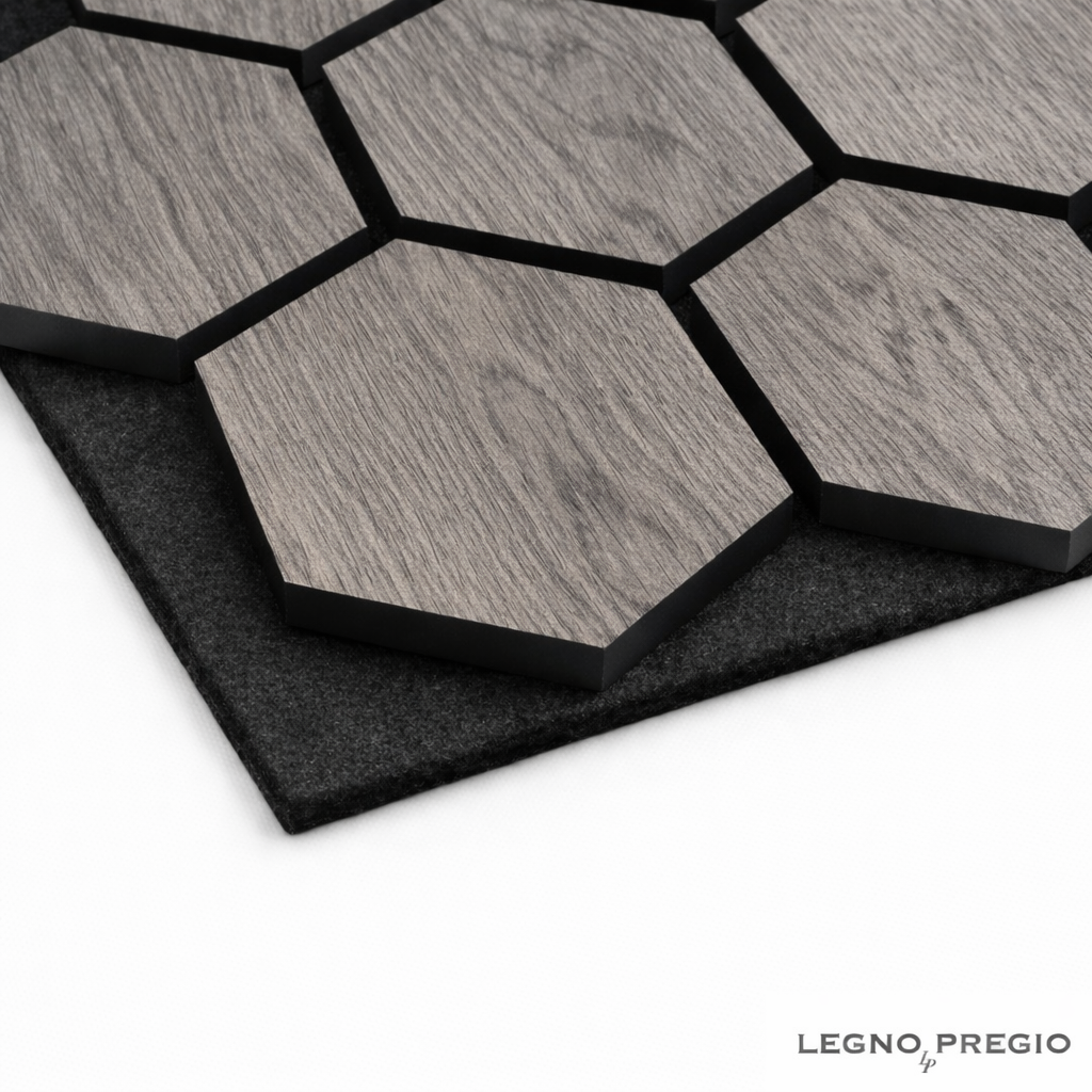 Esagonale acustico in legno | Rovere Grigio