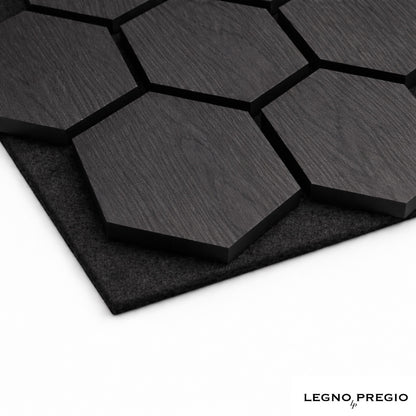 Esagonale acustico in legno | Rovere Nero