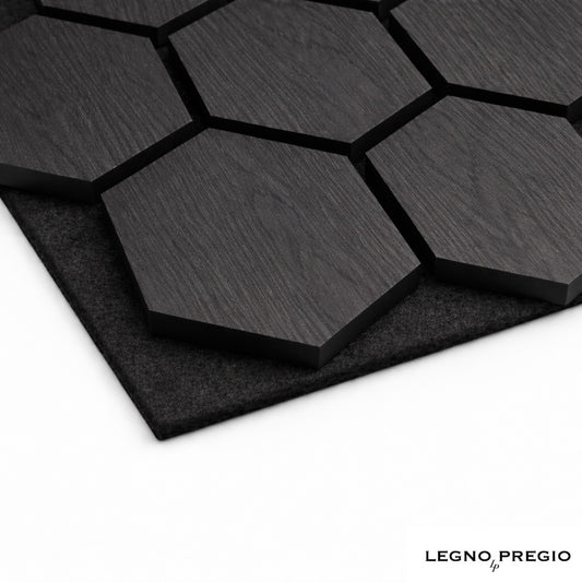 Esagonale acustico in legno | Rovere Nero
