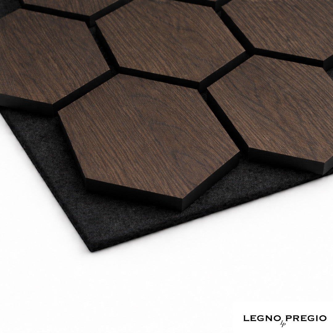 Hexagonal acoustique en bois | Chêne foncé
