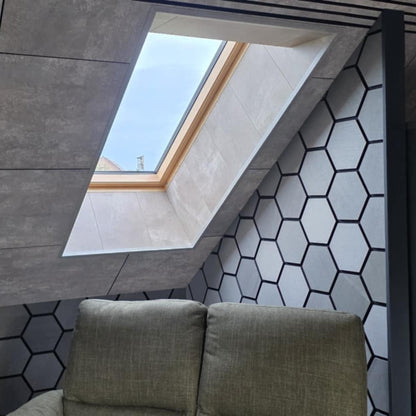 Akustisches Sechseck aus Holz | Graue Eiche