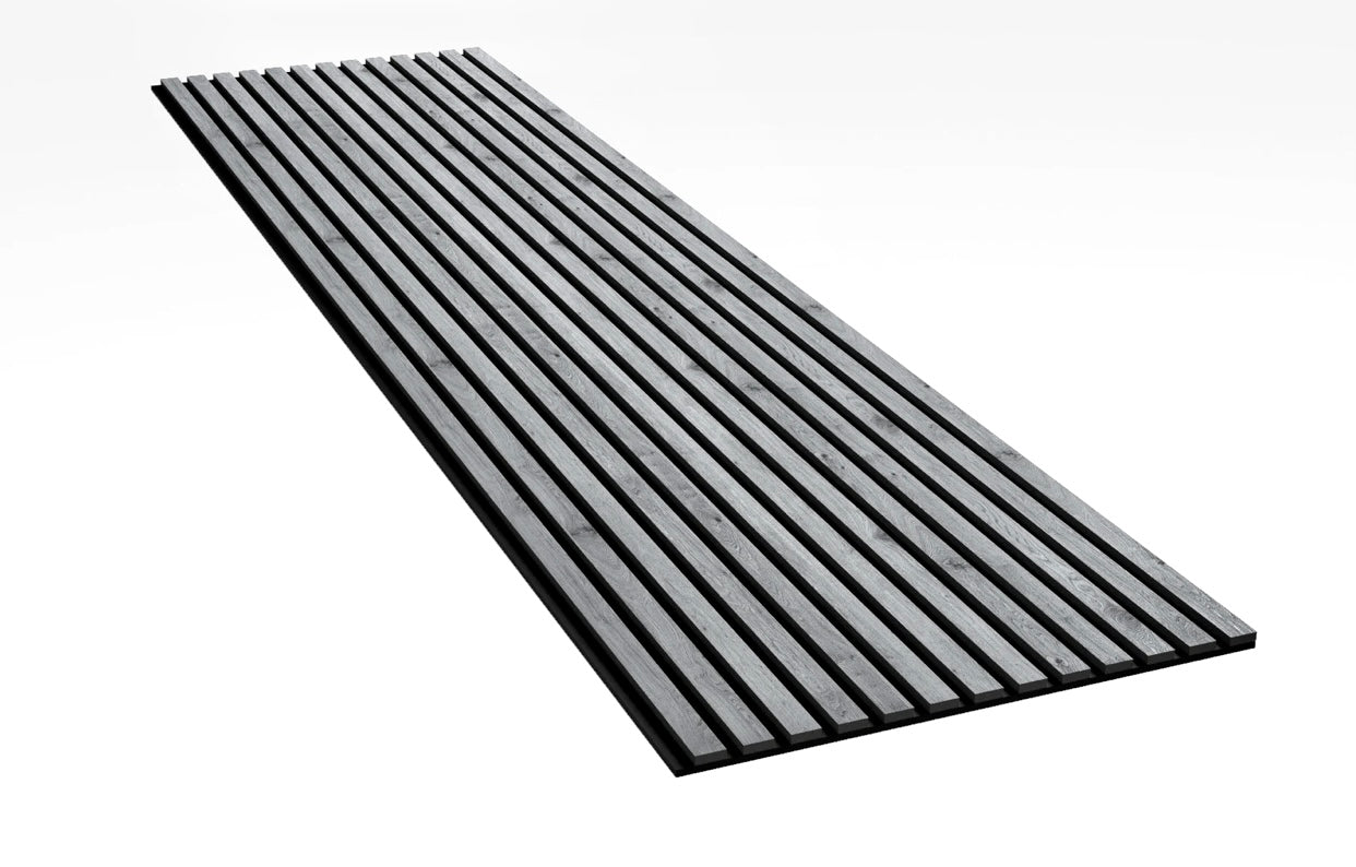 Pannello Decorativo Dogato Flessibile In MDF Effetto Noce - 60x275 Cm, Con Feltro Acustico, Stella, Per Pareti Moderne